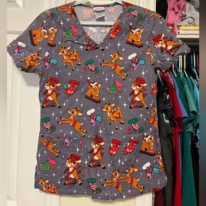 Christmas scrub top